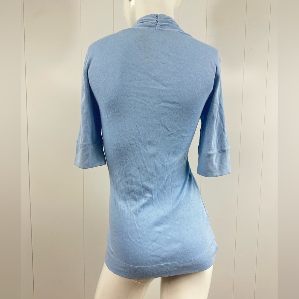 NEW Express Sexy Basic Tee Sz M Top 3/4sleeve V-Neck  Shirt Baby Blue Vtg - Picture 5 of 10